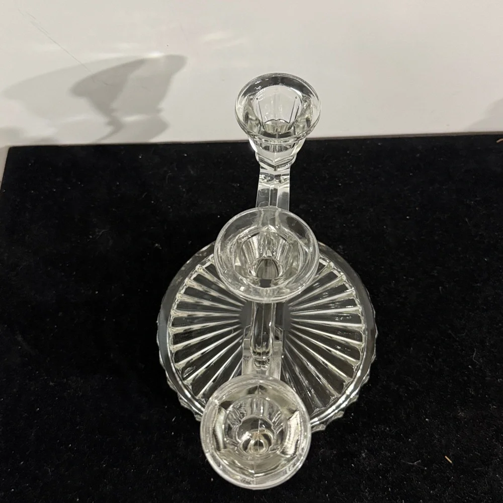 Elegant Cosmos Candleholders by Jeanette, Triple Candle Holders/USA/1940s